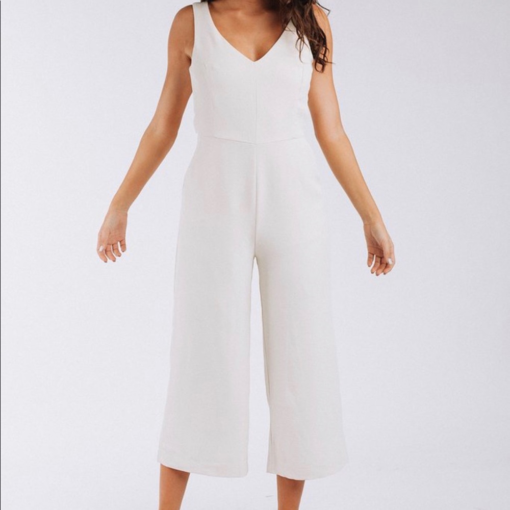 Clad & Cloth Cream Jumpsuit